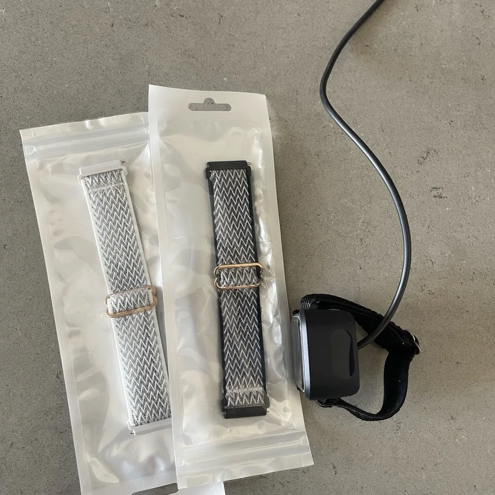 fitbit Black and Silver Smartwatch with Woven Band